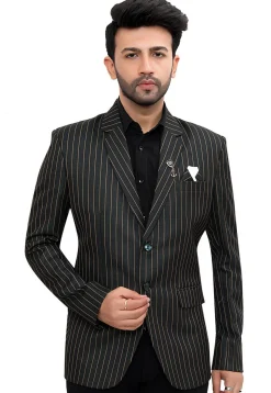 Woven Linen Silk Blazer in Black