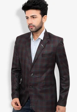 Woven Linen Silk Blazer in Purple