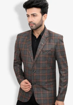 Woven Linen Silk Blazer in Grey