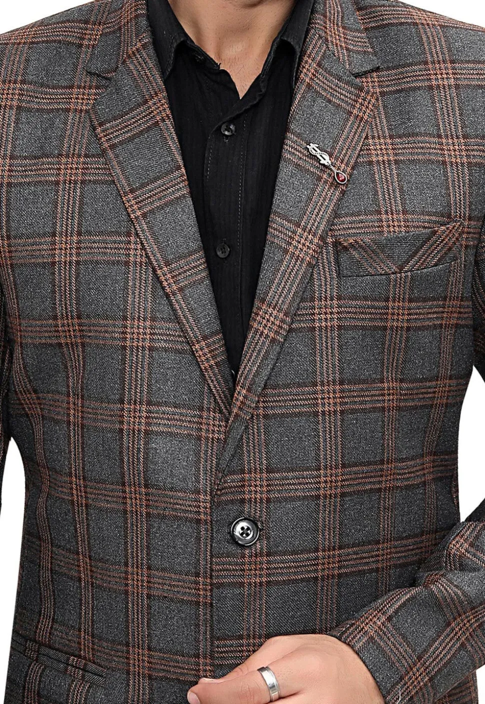 Woven Linen Silk Blazer in Grey
