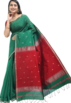Woven Maheshwari Cotton Saree in Green