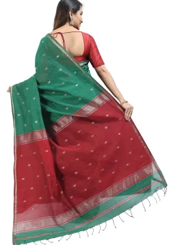 Woven Maheshwari Cotton Saree in Green