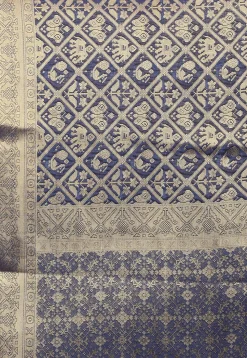 Woven Mysore Crepe Silk Saree in Navy Blue