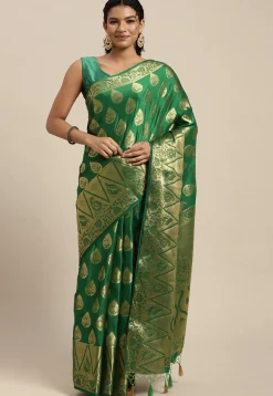 Woven Mysore Silk Saree in Green