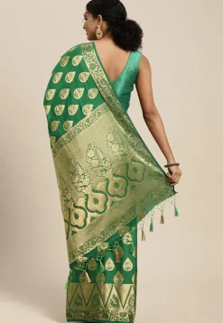 Woven Mysore Silk Saree in Green