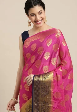 Woven Mysore Silk Saree in Fuchsia
