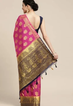 Woven Mysore Silk Saree in Fuchsia