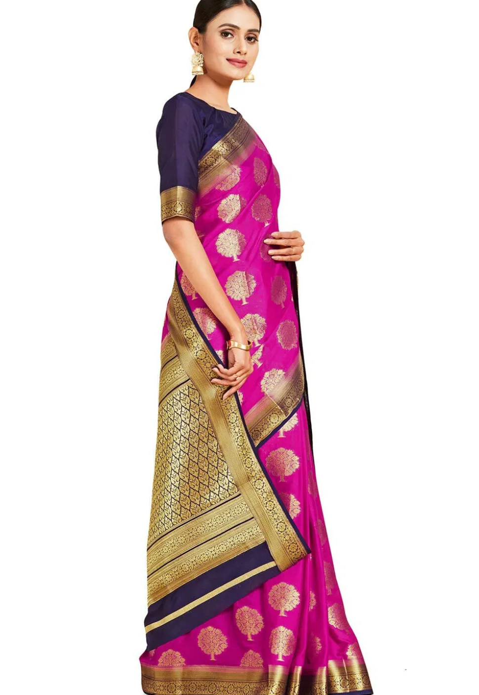 Woven Mysore Silk Saree in Fuchsia