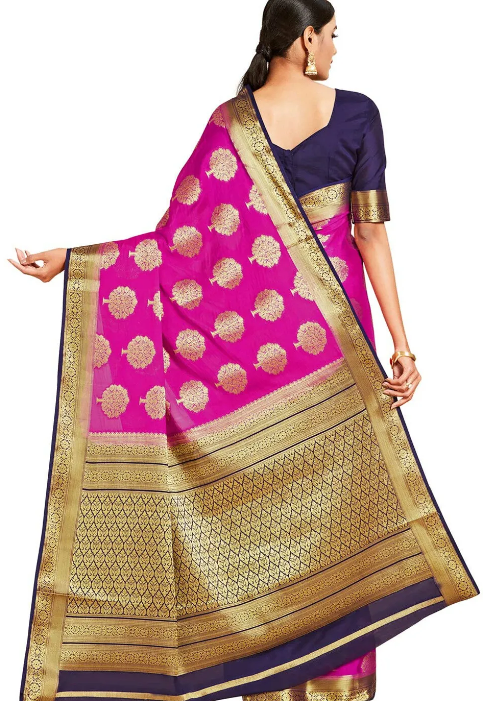 Woven Mysore Silk Saree in Fuchsia