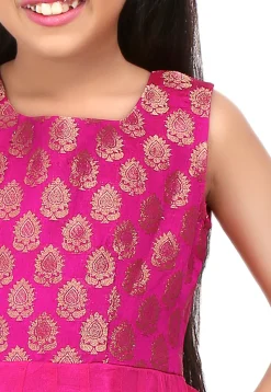 Woven Net Abaya Style Suit in Fuchsia