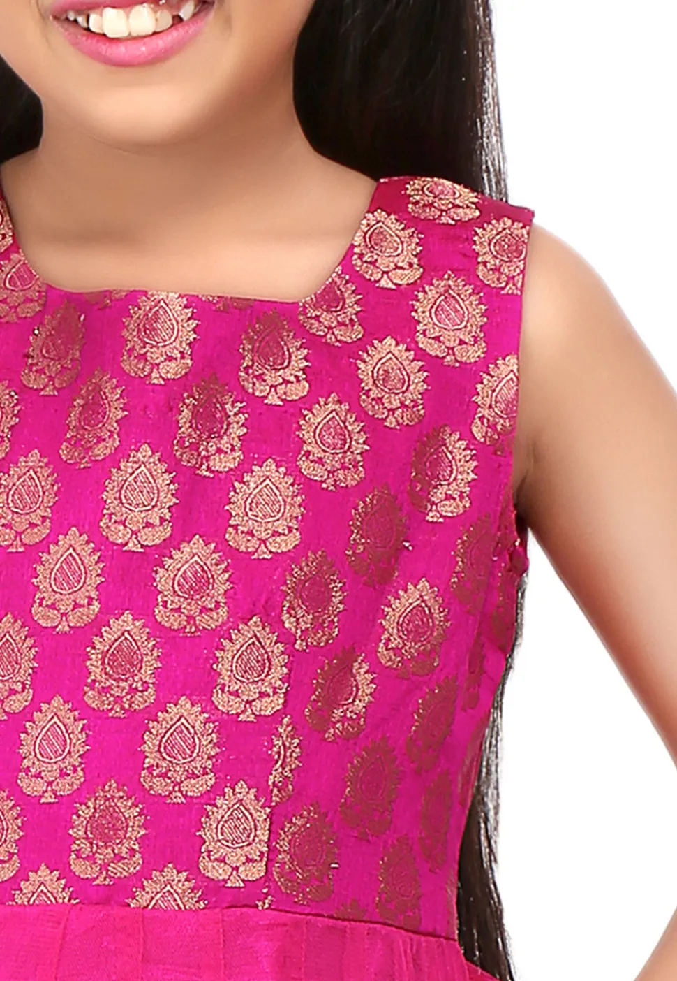 Woven Net Abaya Style Suit in Fuchsia