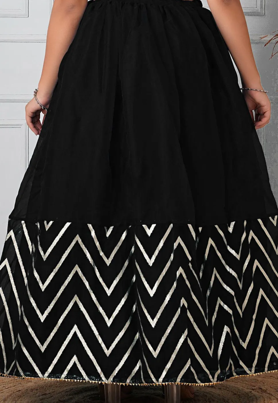Woven Organza Skirt in Black