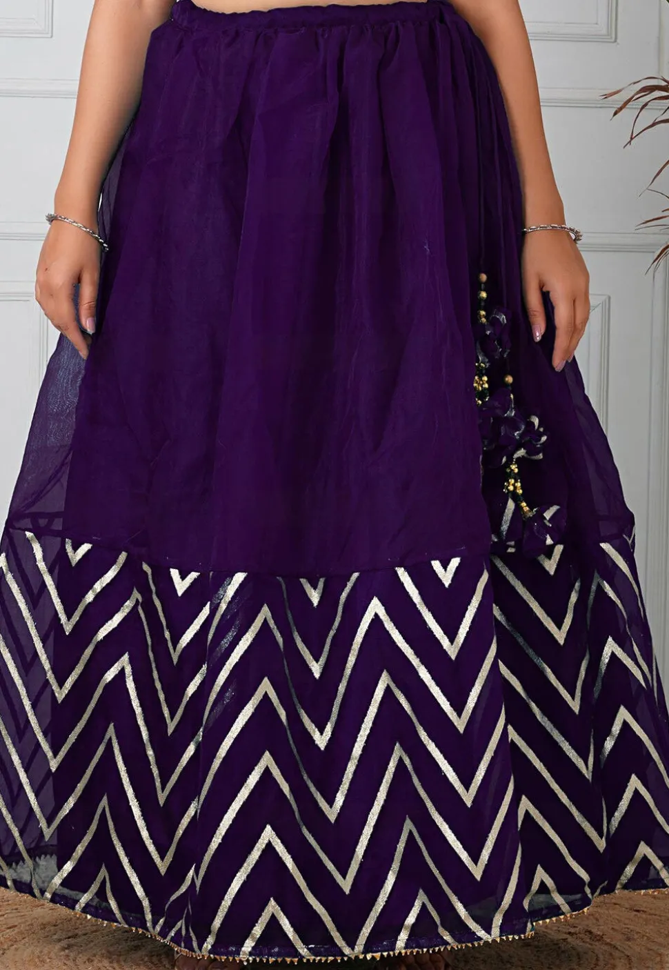 Woven Organza Skirt in Dark Purple