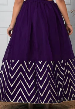Woven Organza Skirt in Dark Purple