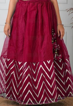 Woven Organza Skirt in Magenta