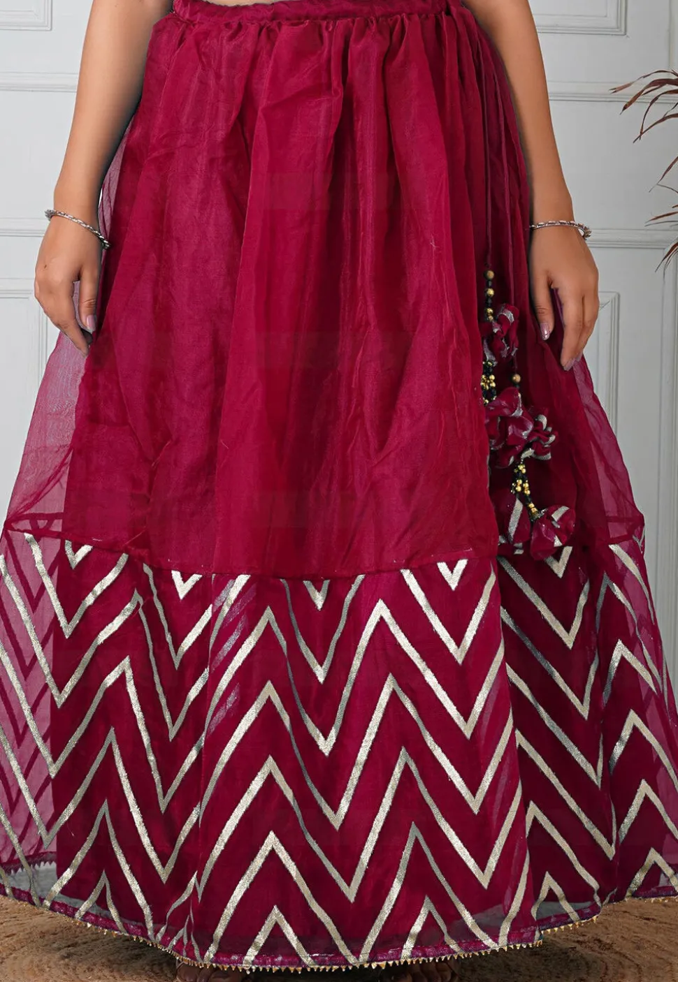 Woven Organza Skirt in Magenta