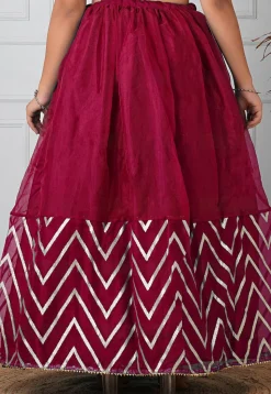 Woven Organza Skirt in Magenta