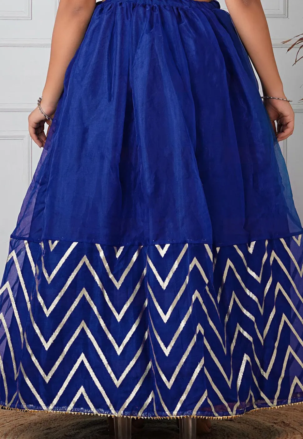 Woven Organza Skirt in Royal Blue