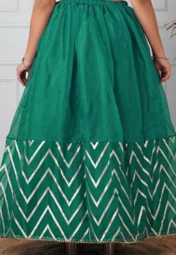 Woven Organza Skirt in Teal Green
