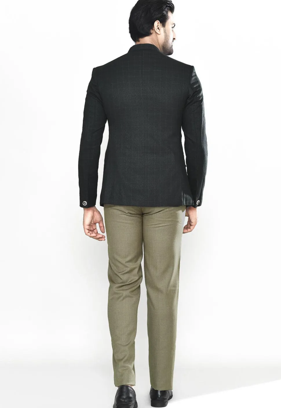 Woven Polyester Jacquard Jodhpuri Suit in Black