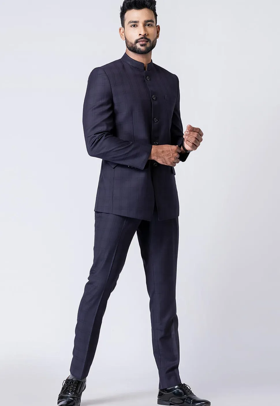 Woven Polyester Jodhpuri Suit in Dusty Purple