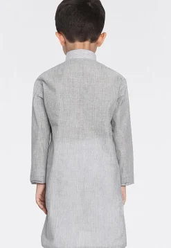 Woven Pure Cotton Kurta in Light Grey