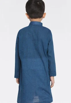 Woven Pure Cotton Kurta in Dark Teal Blue