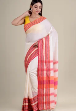 Woven Pure Cotton Saree in Cream