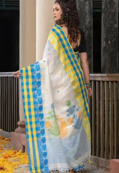Woven Pure Cotton Saree in Off White
