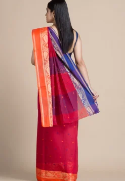 Woven Pure Cotton Saree in Fuchsia