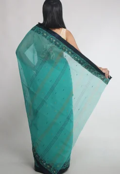 Woven Pure Cotton Tant Saree in Sea Green