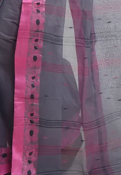 Woven Pure Cotton Tant Saree in Grey