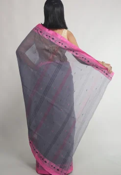 Woven Pure Cotton Tant Saree in Grey