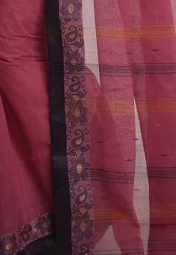 Woven Pure Cotton Tant Saree in Maroon