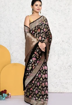 Woven Pure Katan Silk Banarasi Saree in Black