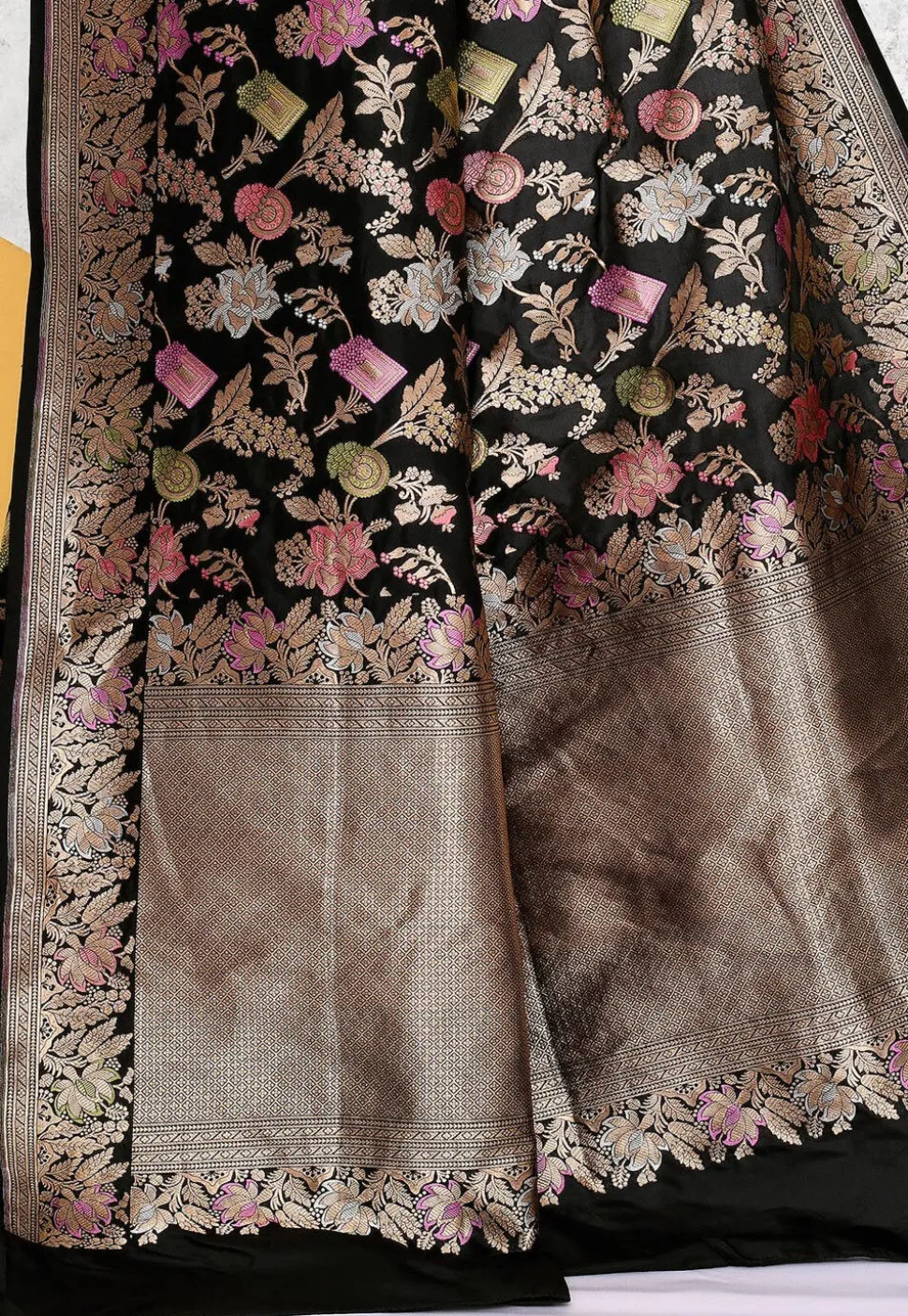 Woven Pure Katan Silk Banarasi Saree in Black