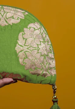 Woven Pure Silk Clutch Bag in Light Green