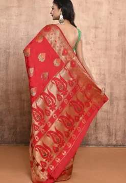 Woven Pure Silk Saree in Red