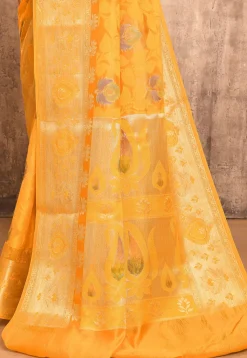 Woven Pure Silk Saree in Yellow