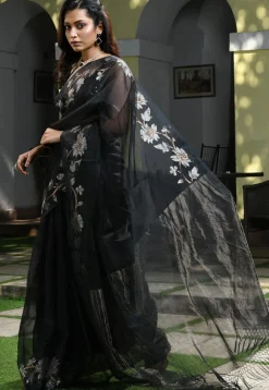 Woven Pure Silk Saree in Black