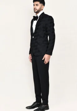 Woven Satin Silk Tuxedo in Black