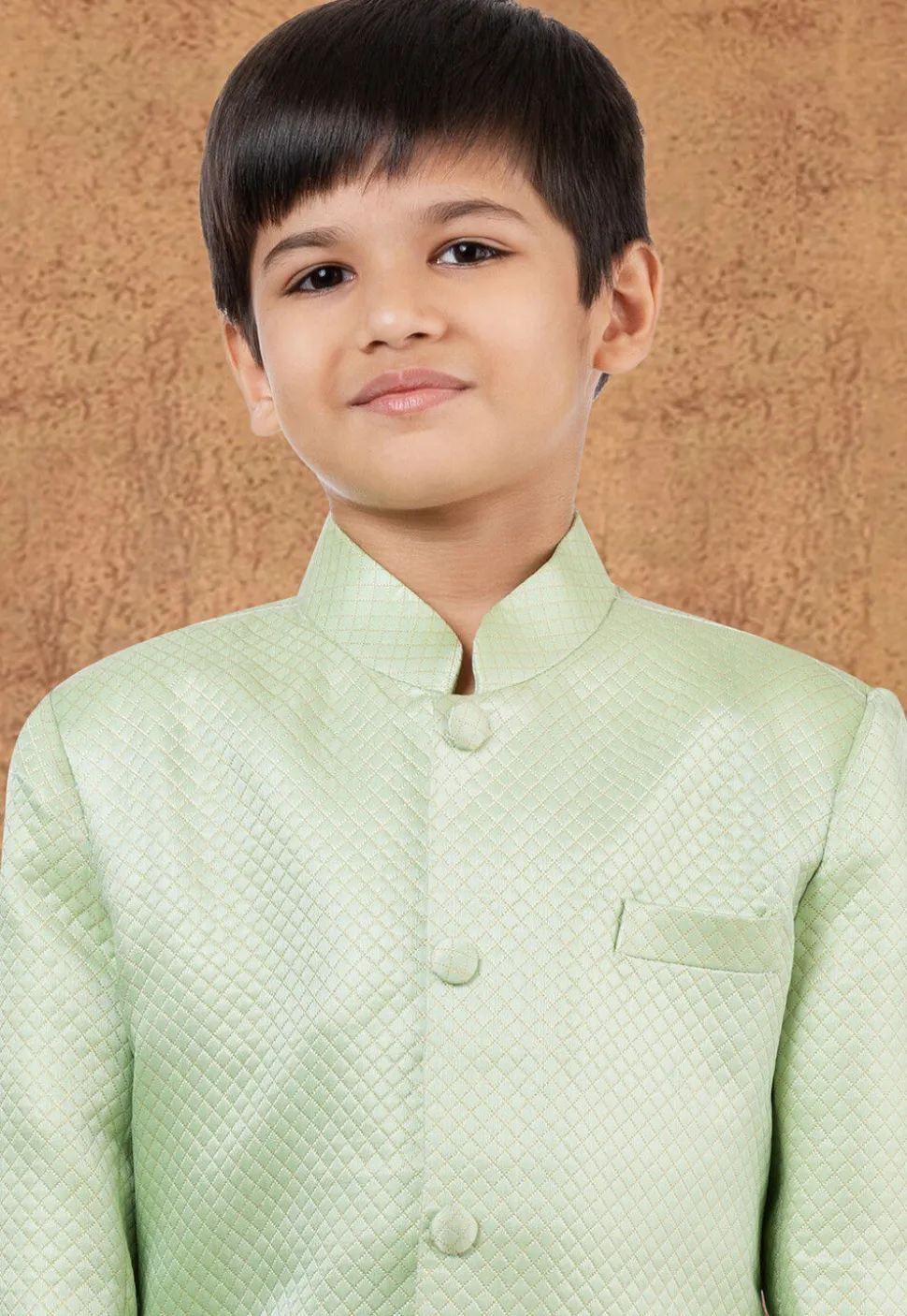 Woven Scuba Dhoti Kurta in Light Green