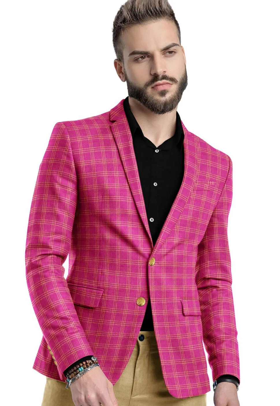 Woven South Cotton Blazer in Pink