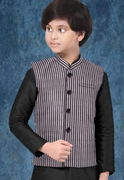 Woven South Cotton Nehru Jacket in Purple