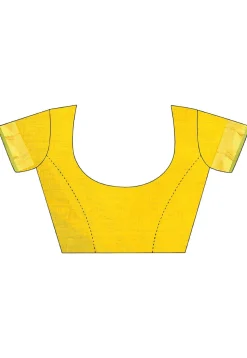 Woven South Cotton Saree in Yellow