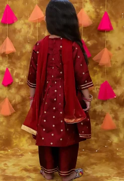 Woven Taffeta Silk Jacquard in Maroon