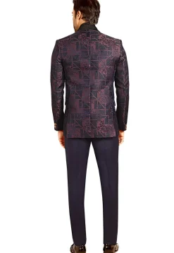 Woven Terry Rayon Jacquard Tuxedo in Purple