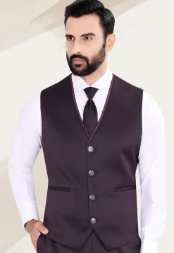 Woven Terry Rayon Jacquard Blazer in Wine