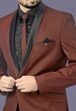 Woven Terry Rayon Jacquard Tuxedo in Brown