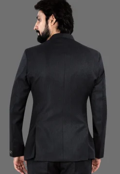 Woven Terry Rayon Jacquard Jodhpuri Jacket in Dark Grey